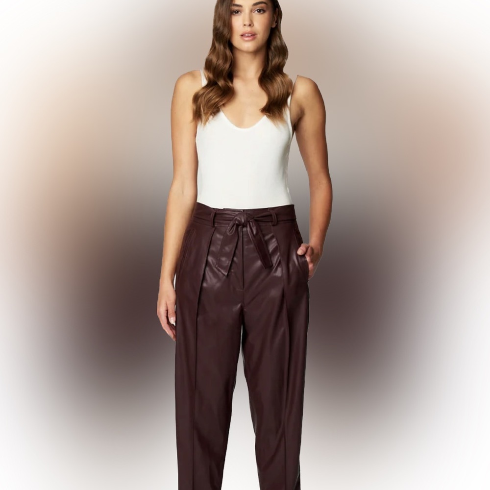 Blank NYC Vegan Leather Self-Belt Trouser Pants NWT